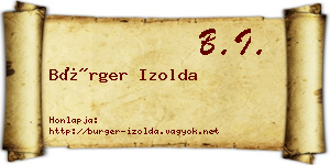 Bürger Izolda névjegykártya